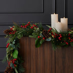 Magnolia Leaf, Eucalyptus, and Berry 9ft Garland (Battery-Operated)