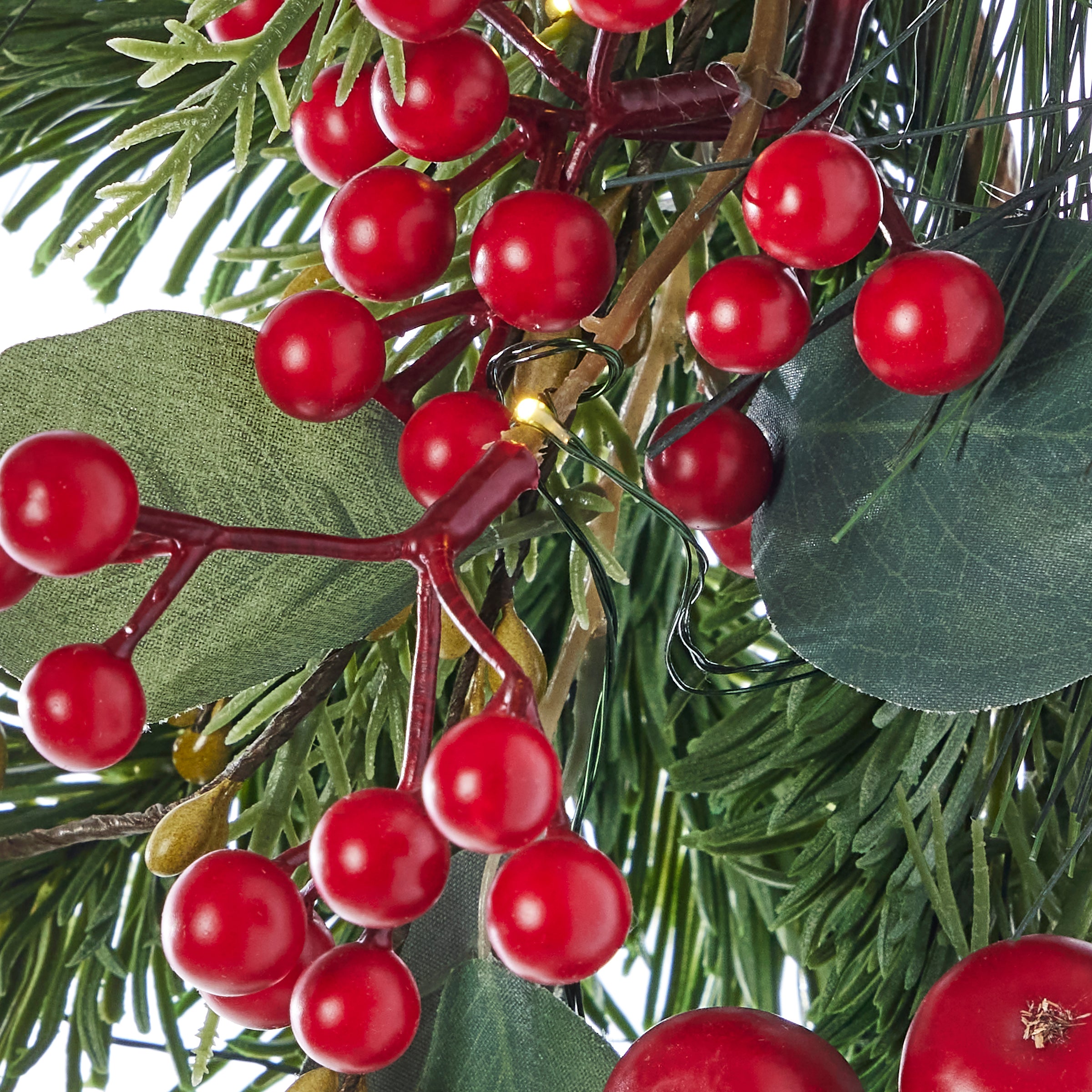 Magnolia Leaf, Eucalyptus, and Berry 9ft Garland (Battery-Operated)