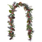 Magnolia Leaf, Eucalyptus, and Berry 9ft Garland (Battery-Operated)