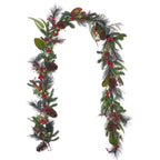 Magnolia Leaf, Eucalyptus, and Berry 9ft Garland (Battery-Operated)