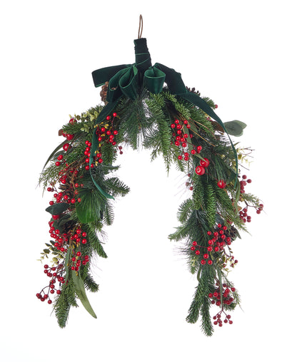 Magnolia Leaf, Eucalyptus, and Berry 30in Swag, Pre-Lit with 35 LED Fairy Lights (Battery-Operated)