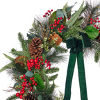 Magnolia Leaf, Eucalyptus, and Berry 28in Wreath (Battery-Operated)