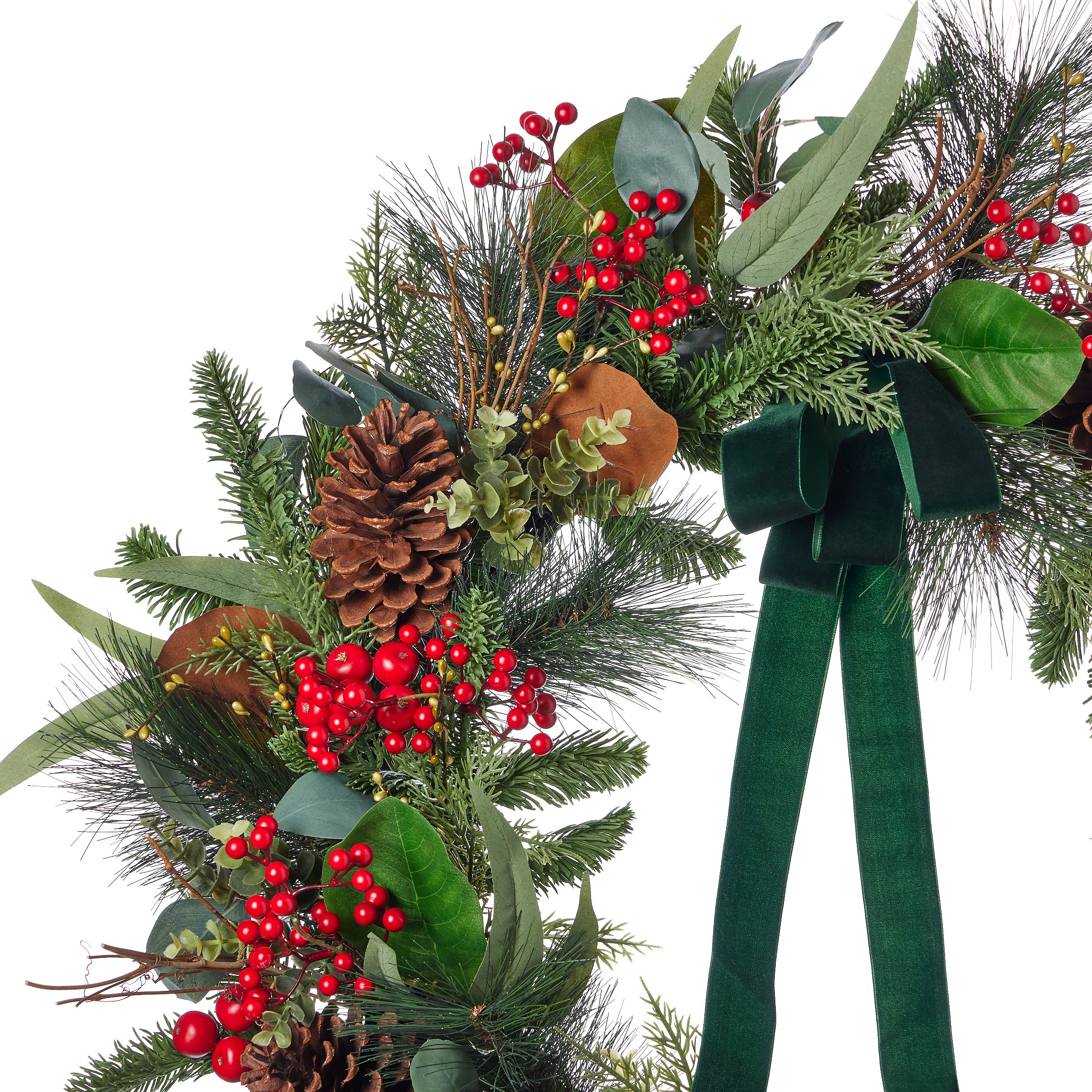 Magnolia Leaf, Eucalyptus, and Berry 28in Wreath (Battery-Operated)