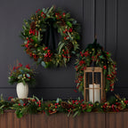 Magnolia Leaf, Eucalyptus, and Berry 19in Arrangement with Ceramic Pot
