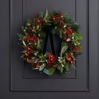 Magnolia Leaf, Eucalyptus, and Berry 28in Wreath (Battery-Operated)