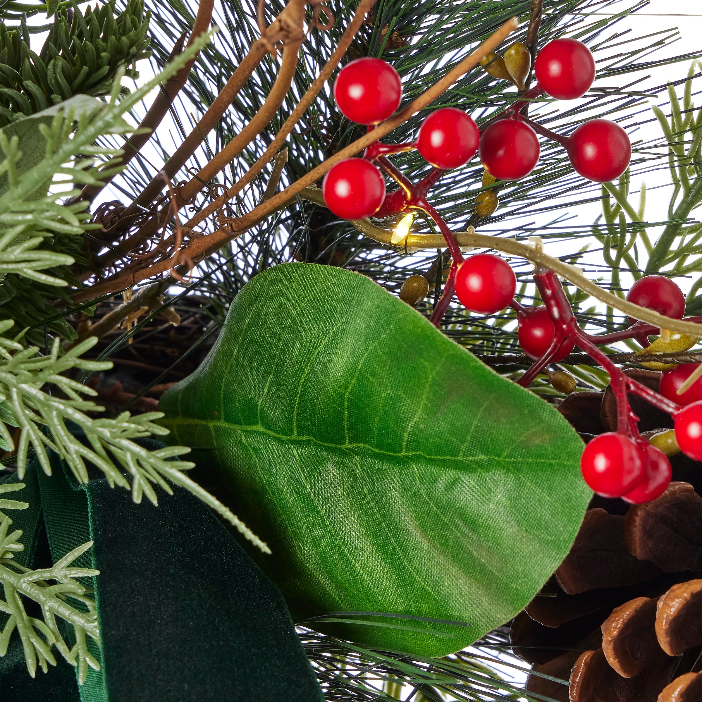 Magnolia Leaf, Eucalyptus, and Berry 28in Wreath (Battery-Operated)