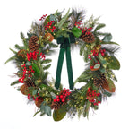 Magnolia Leaf, Eucalyptus, and Berry 28in Wreath (Battery-Operated)