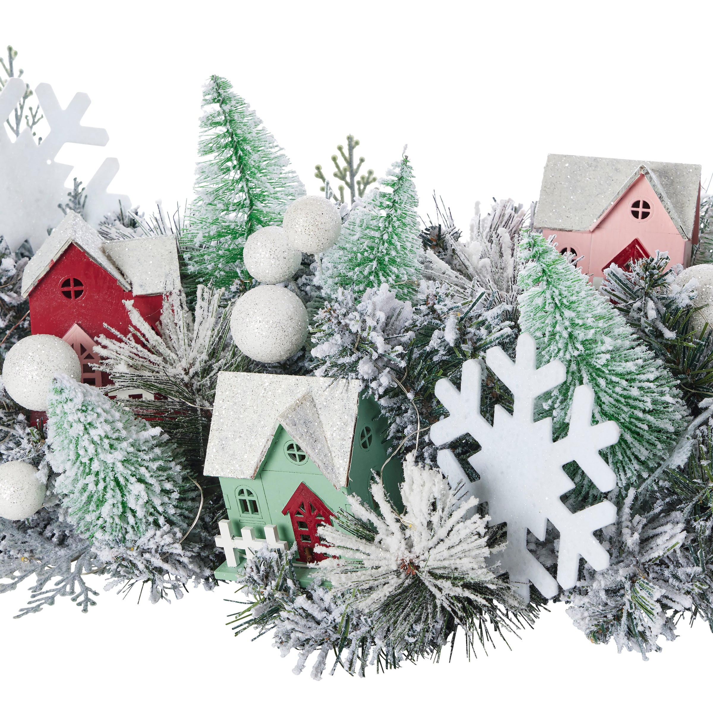 Snowy Cottage Pre-lit 60in Mantel Swag (Battery-Operated)