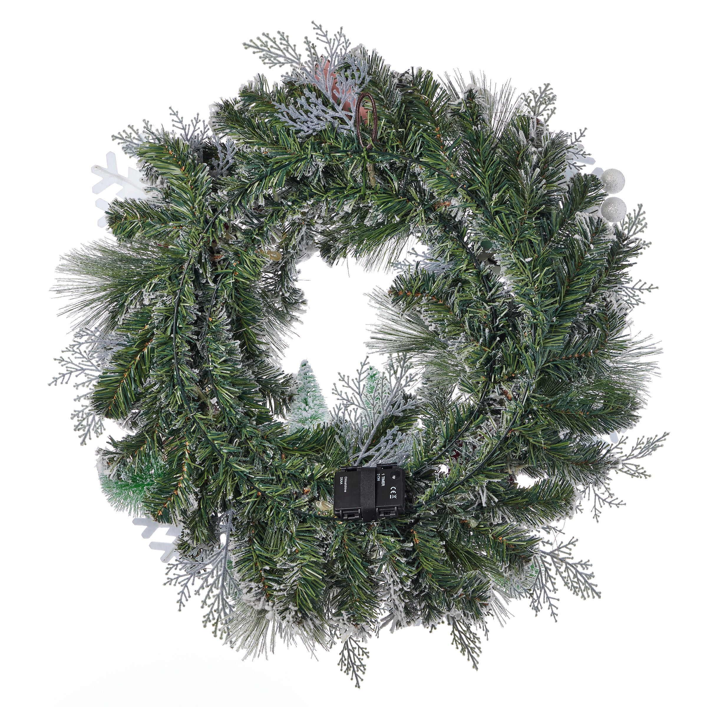 Snowy Cottage Wreath 26in Pre-Lit (Battery-Operated)