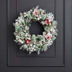 Snowy Cottage Wreath 26in Pre-Lit (Battery-Operated)