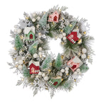 Snowy Cottage Wreath 26in Pre-Lit (Battery-Operated)