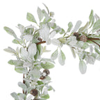 Snowy Lambs Ear and Holly Berry 9ft Garland-White (Unlit)