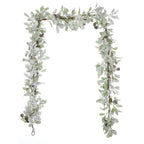Snowy Lambs Ear and Holly Berry 9ft Garland-White (Unlit)