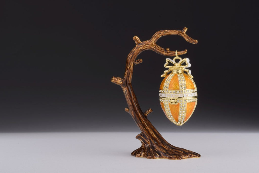 Orange Russian Egg Hanging of a Tree Branch