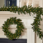 Dakota Pine 24in Wreath, 50 Dual LED Lights w/ 9 functions (Battery-Operated)