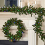 Dakota Pine 24in Wreath, 50 Dual LED Lights w/ 9 functions (Battery-Operated)