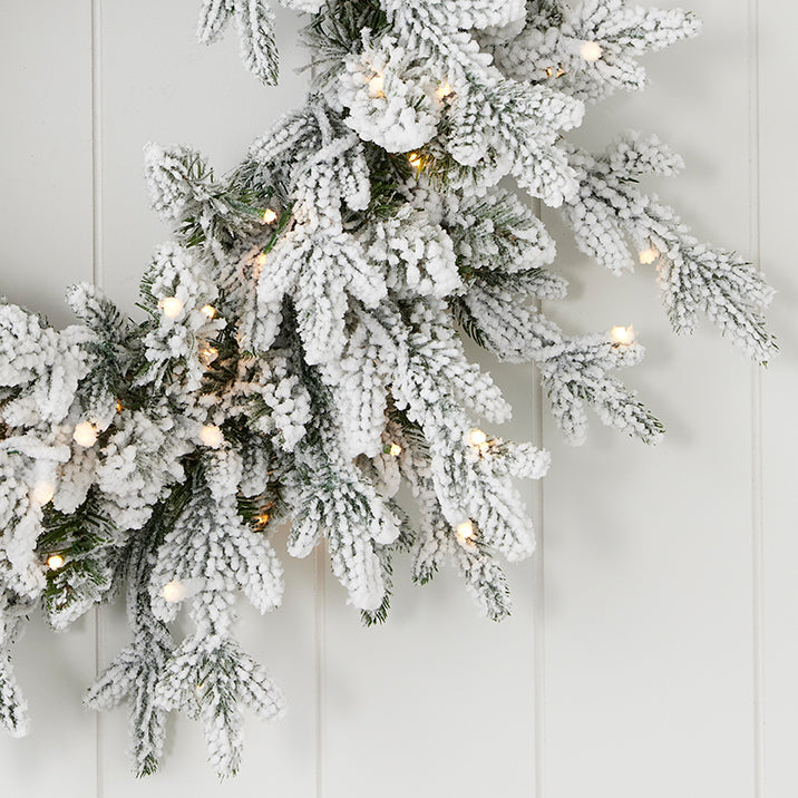 Dandan Flocked Pine 24in Wreath (plug in)