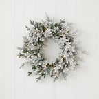 Dandan Flocked Pine 24in Wreath (plug in)