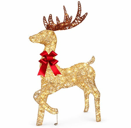 Wicker Reindeer Prelit Outdoor Decoration 48" - Champagne