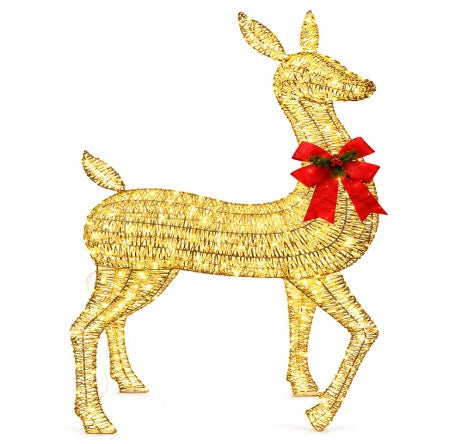 Wicker Reindeer Prelit Outdoor Decoration 90" - Champagne