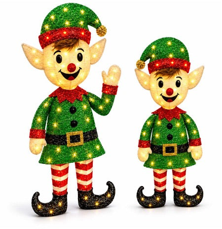 Friendly Elves Prelit Outdoor Decoration 2-Piece Set