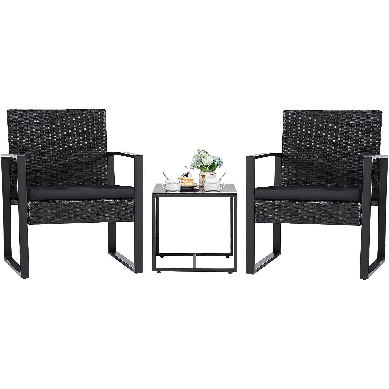 Outdoor 3-Piece Patio Furniture Set in Black