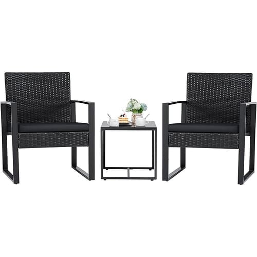 Outdoor 3-Piece Patio Furniture Set in Black