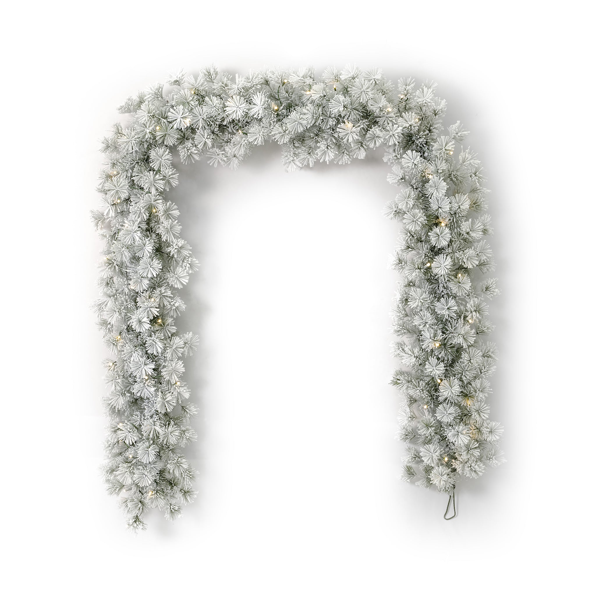 Flocked Winter Fir 9ft Garland (Battery-Operated)