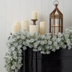 Flocked Winter Fir 9ft Garland (Battery-Operated)