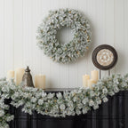 Flocked Winter Fir 9ft Garland (Battery-Operated)