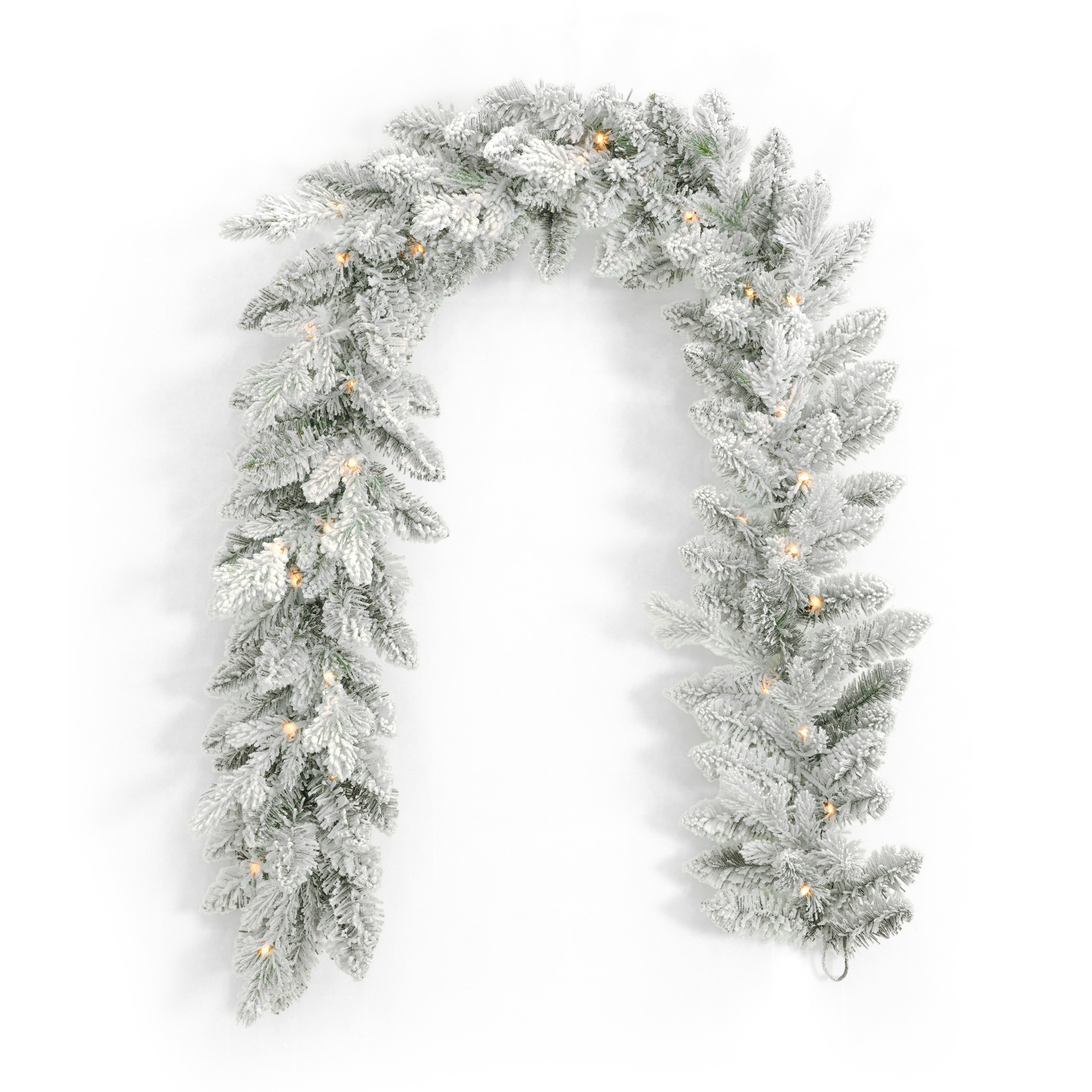 Bluffton Flocked Prelit 6ft Garland (Battery-Operated)