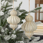 Gesso Finial Glass Ornament Set of 3