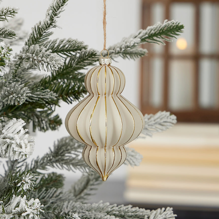 Gesso Finial Glass Ornament Set of 3