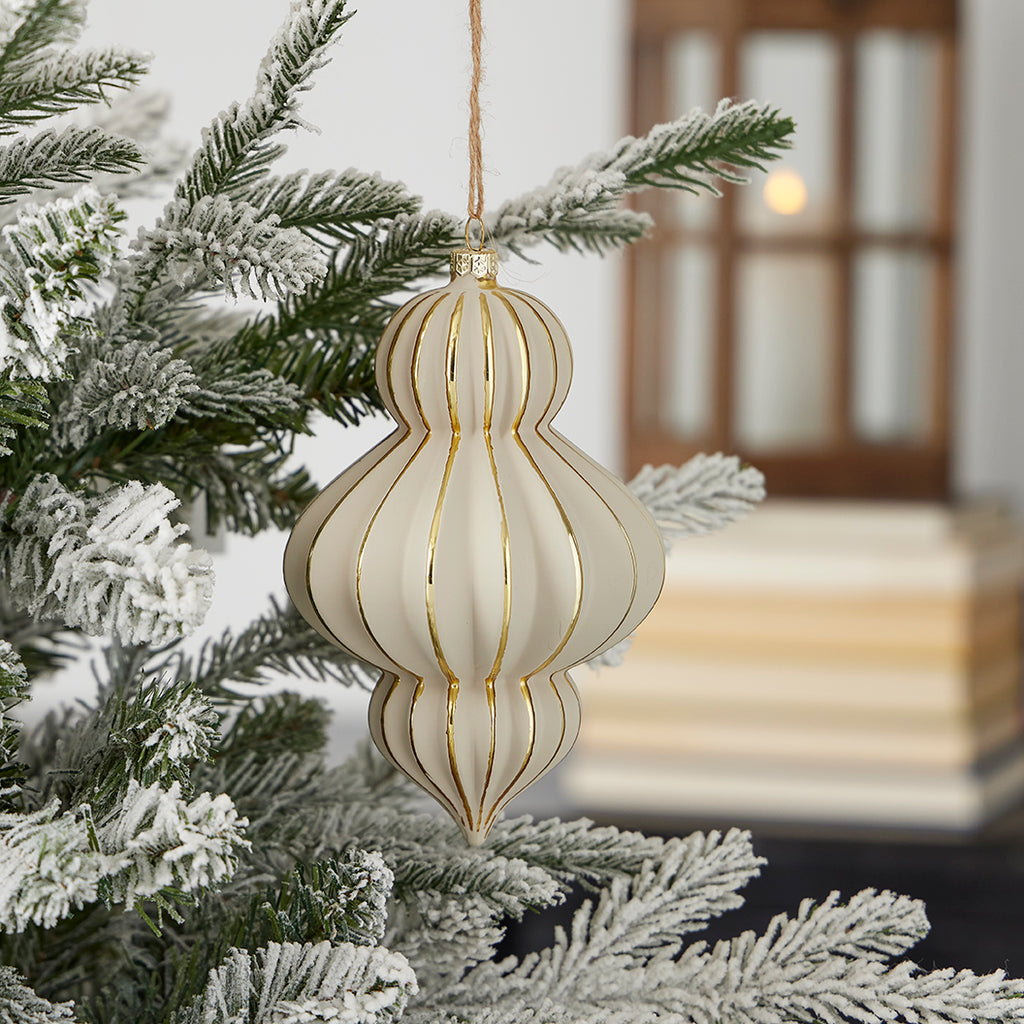 Gesso Finial Glass Ornament Set of 3