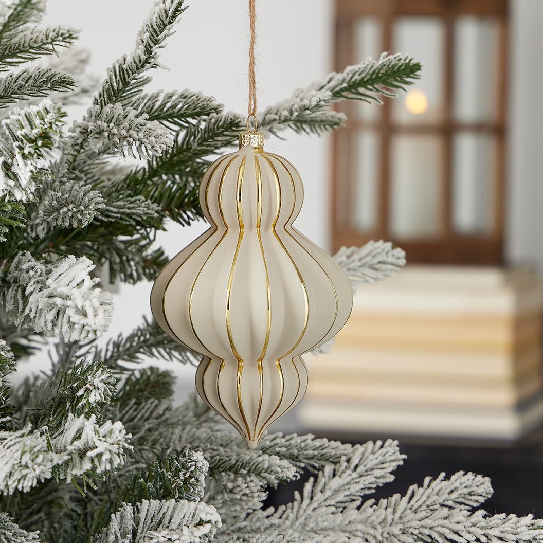 Gesso Finial Glass Ornament Set of 3