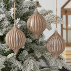 Gesso Onion Glass Ornament Set of 3