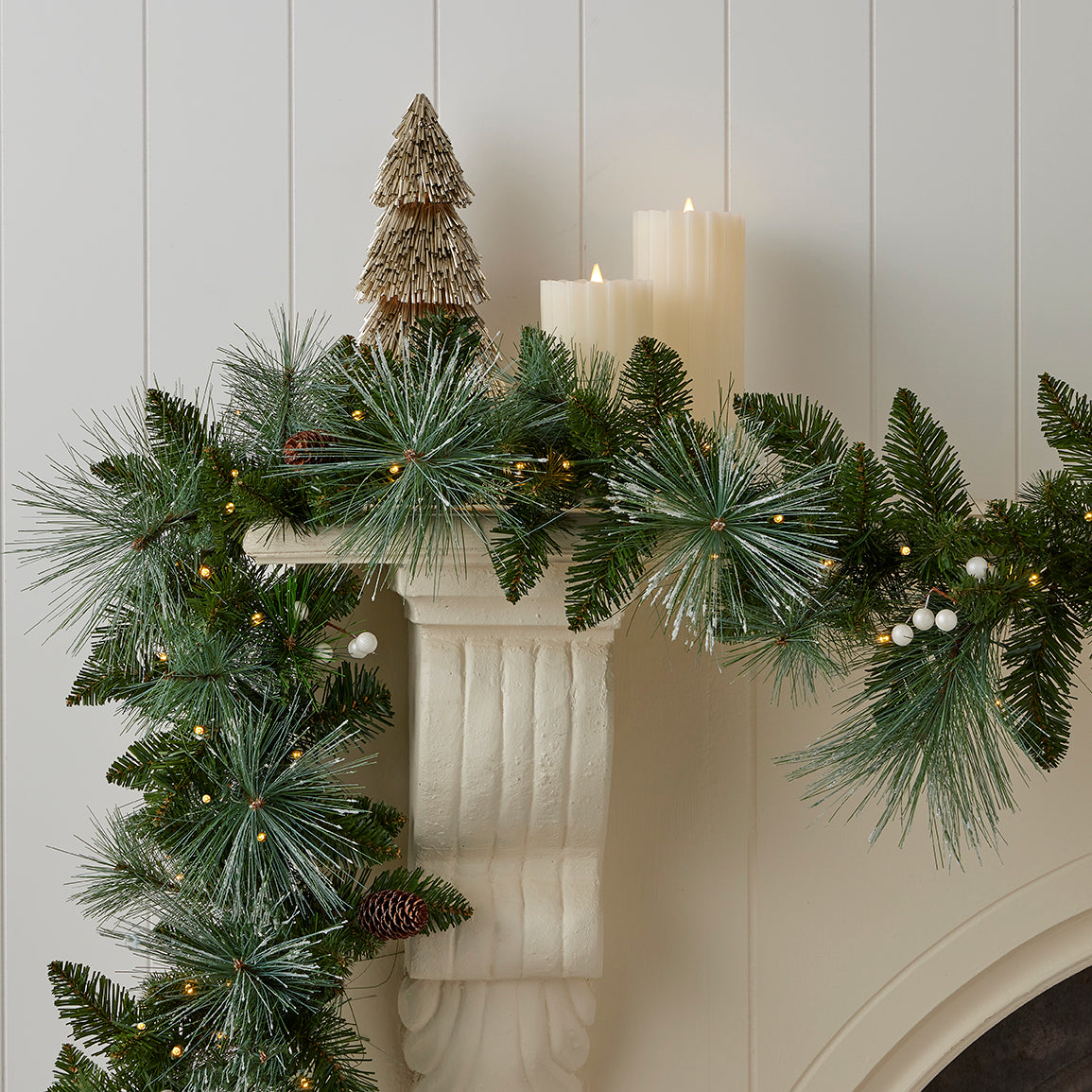 Glistening Mountain Pine 9ft Garland (Battery-Operated)