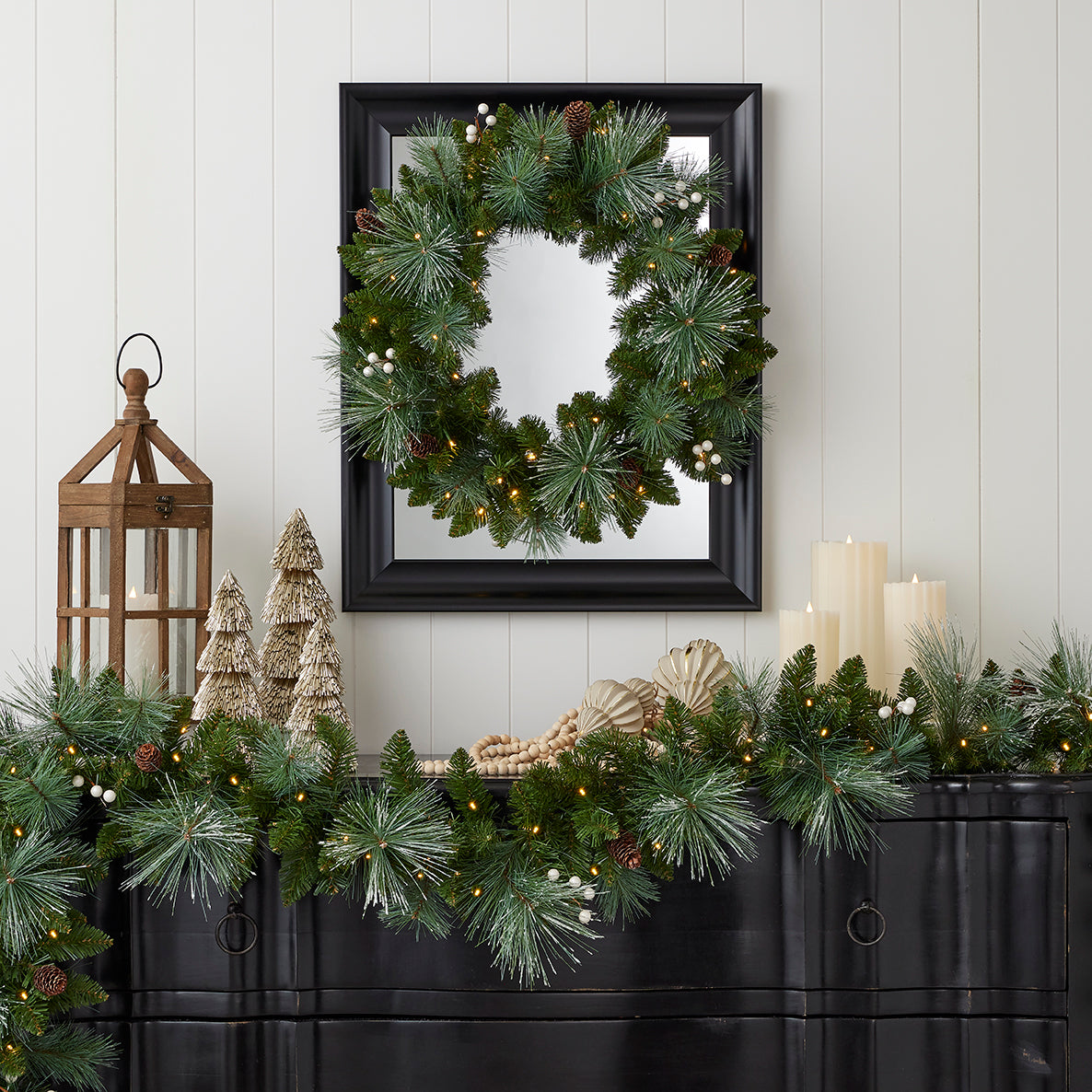 Glistening Mountain Pine 9ft Garland (Battery-Operated)
