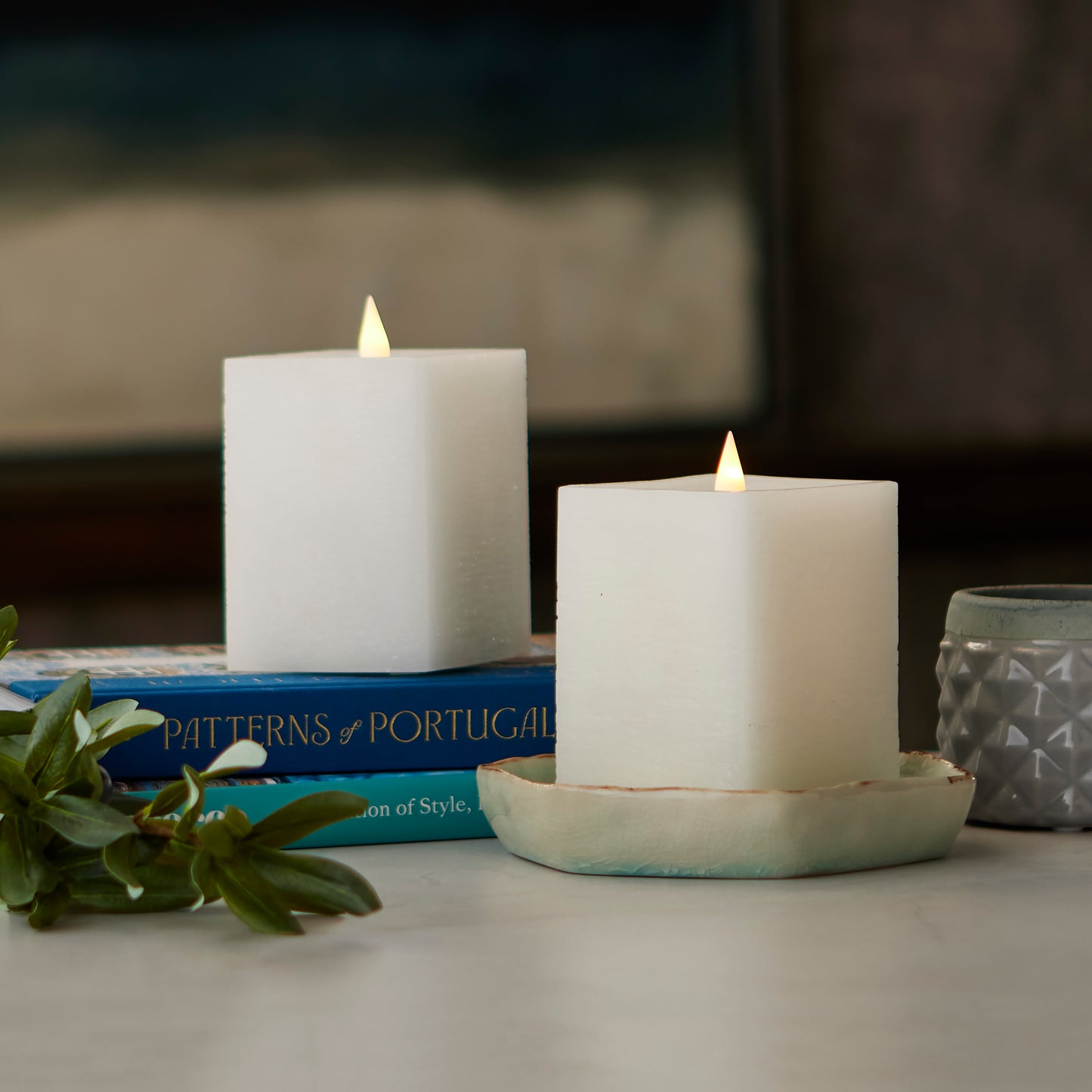 Classic Motion Flameless Square Candle 2pc Set