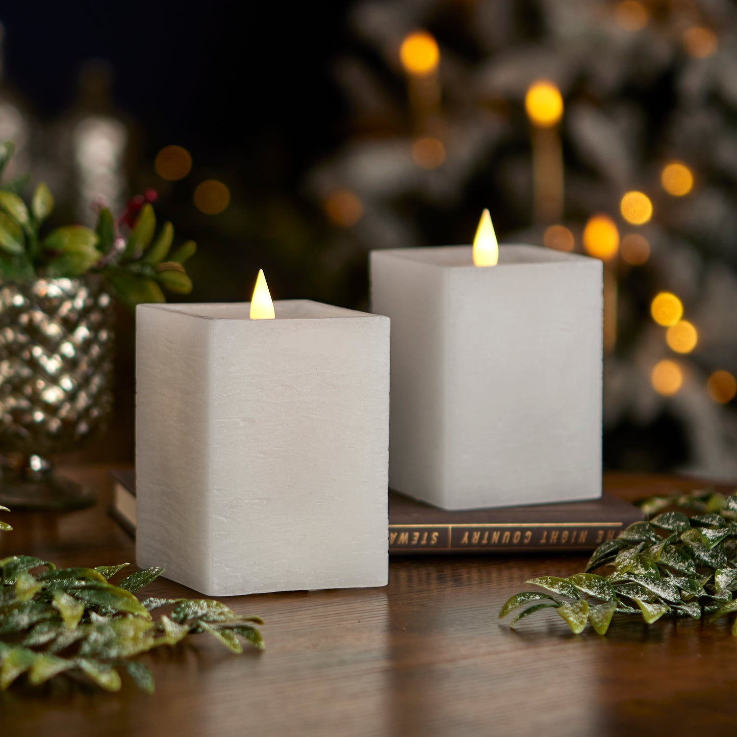 Classic Motion Flameless Square Candle 2pc Set