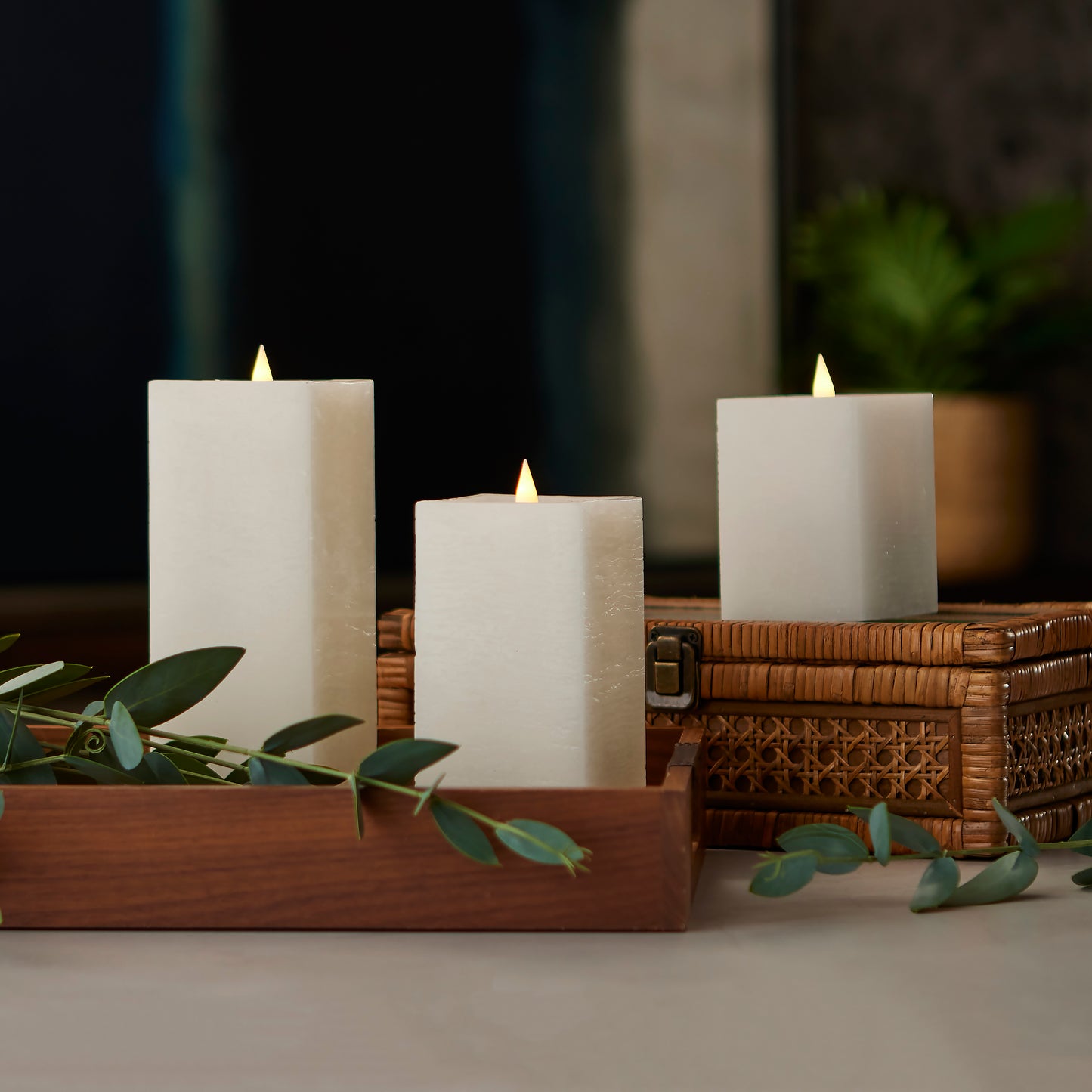 Classic Motion Flameless Square Candle 3pc Set