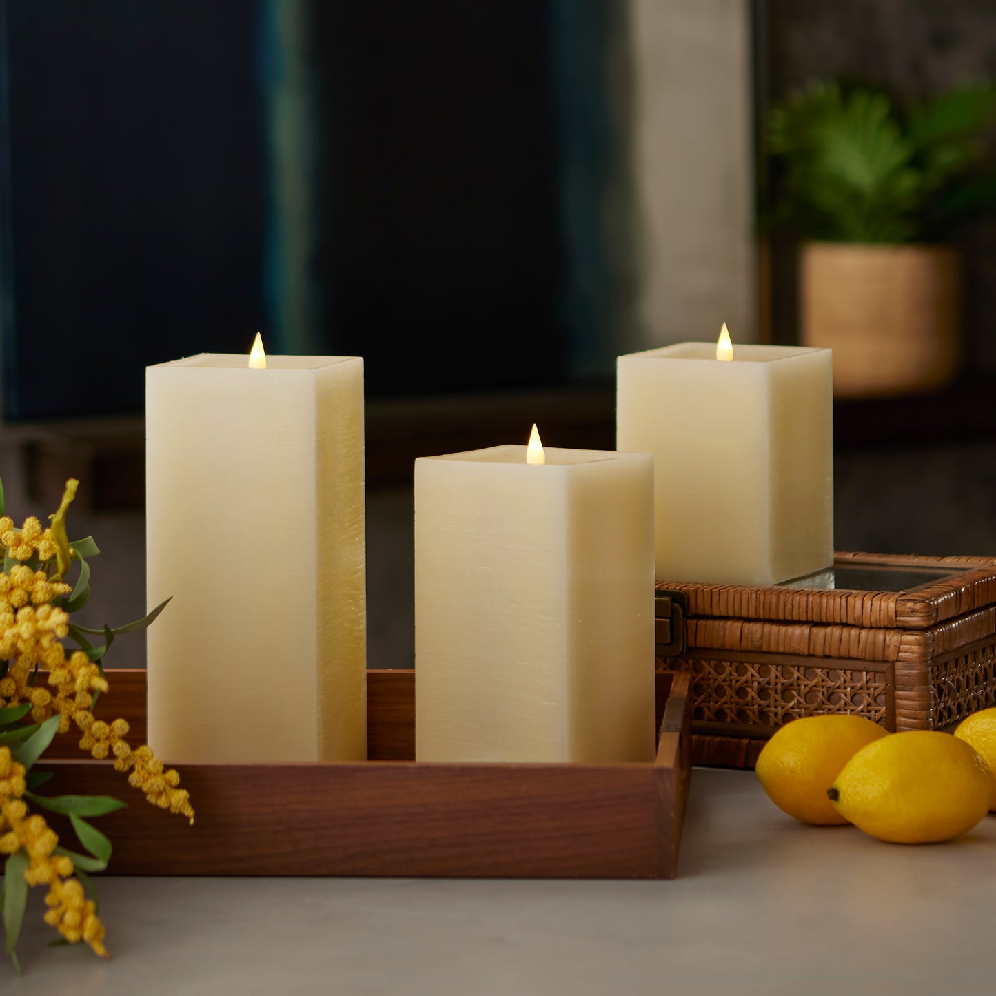 Classic Motion Flameless Square Candle 3pc Set