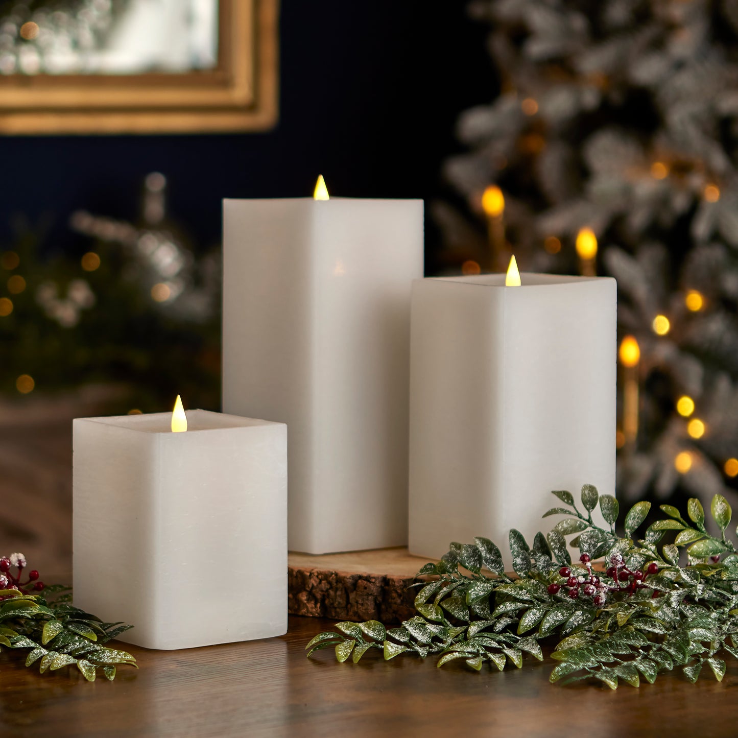 Classic Motion Flameless Square Candle 3pc Set