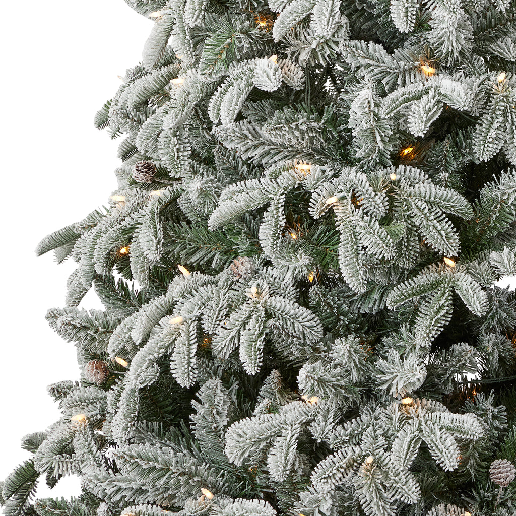 Lexington Fir Lightly Dusted 7.5ft Pre-Lit Tree with Warm White LED Lights and Pinecones