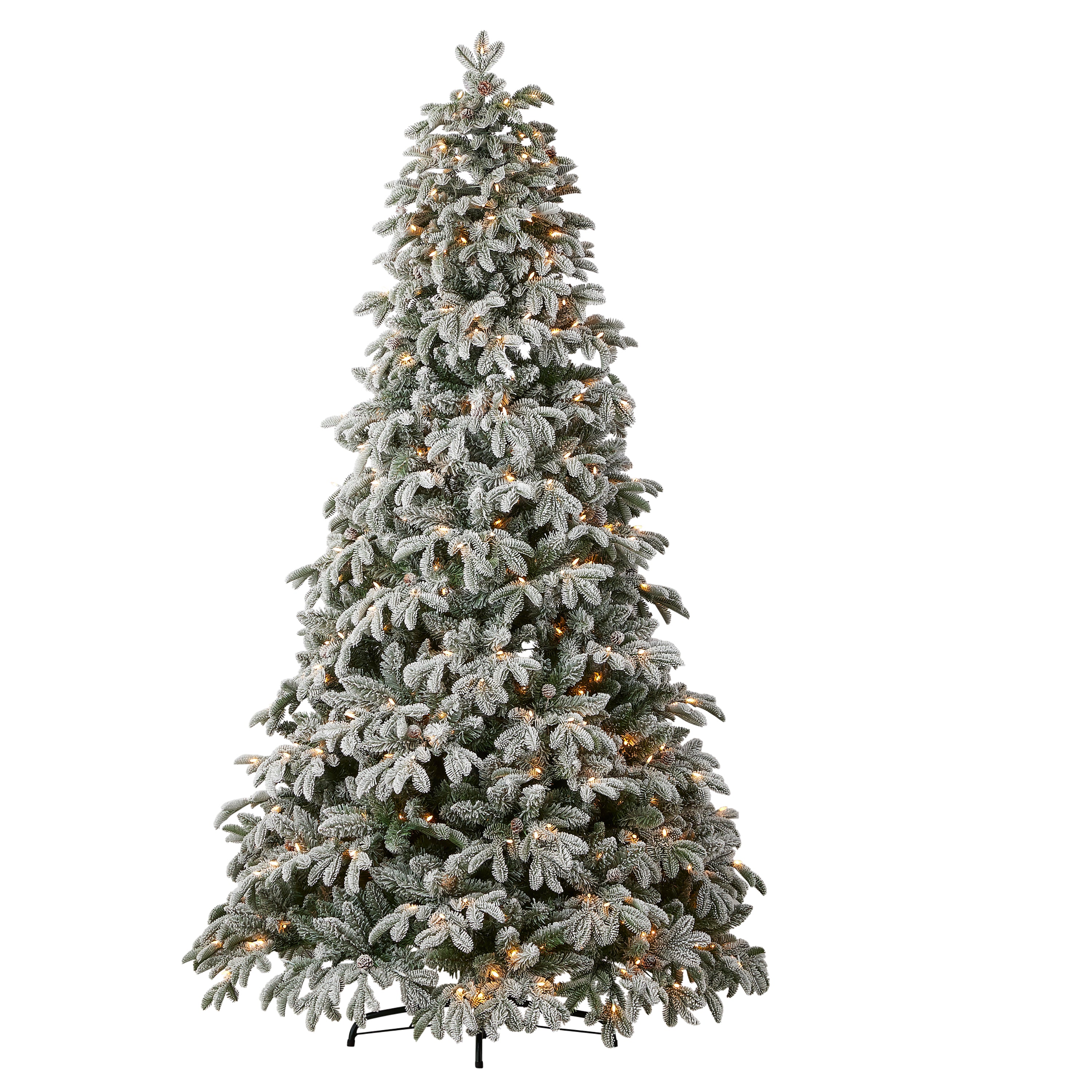 Lexington Fir Lightly Dusted 7.5ft Pre-Lit Tree with Warm White LED Lights and Pinecones
