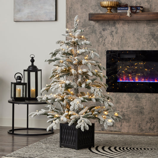 Jackson Flocked Artificial Pre-Lit Pine Tree