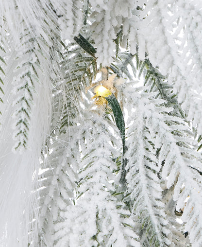Pine and Pampas 9ft Garland, Pre-Lit 50 Warm White SMD LED Lights (plug in), 660 Flocked PE/PVC Tips, 21 White Pampas