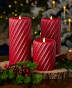 Swirl Motion Flameless Candle in Red