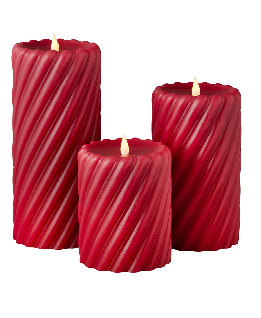Swirl Motion Flameless Candle in Red