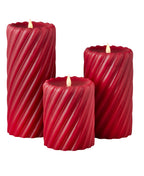 Swirl Motion Flameless Candle in Red
